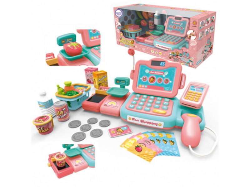 ŽAISLINIS KASOS APARATAS VAIKAMS | SU GARSO EFEKTAIS IR PRIEDAIS 24 VNT.| WOOPIE