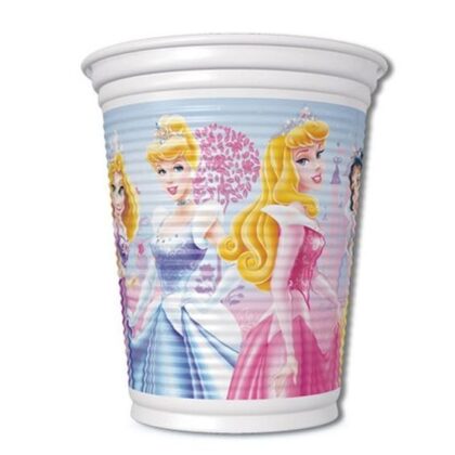 PlaPlastikiniai puodeliai.  Princess (Disney) 200 ml, 8 vnt