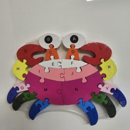 Spalvinga medinė krabo dėlionė