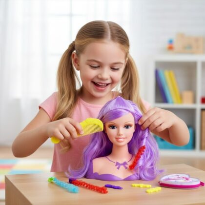 Kirpyklos šukavimo lėlės galva + priedai