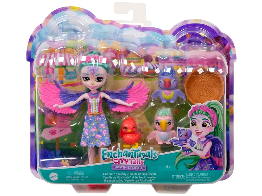 Enchantimals Filia Finch lėlė ir graži papūgų šeima - Image 2