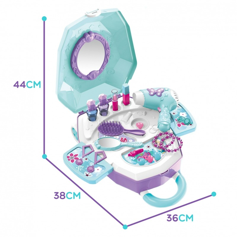 WOOPIE tualetinis staliukas mergaitėms 2in1 grožio salonas lagamine - Image 4