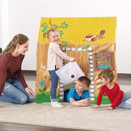 Spalvingas vaikų namelis sodui ir kambariui