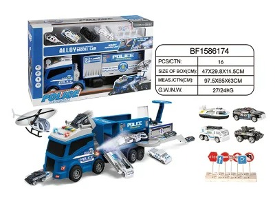 Friction Power Policijos sunkvežimis konteinerinis automobilis su apšvietimu ir muzika