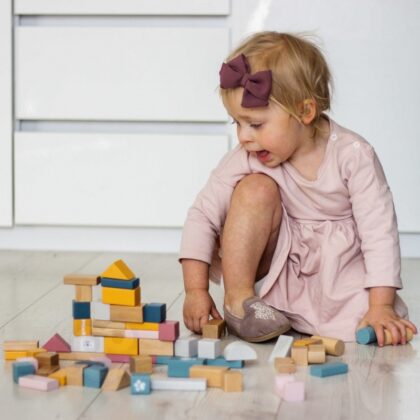 VIGA PolarB Medinių kaladėlių rinkinys kibire - 60 elementų