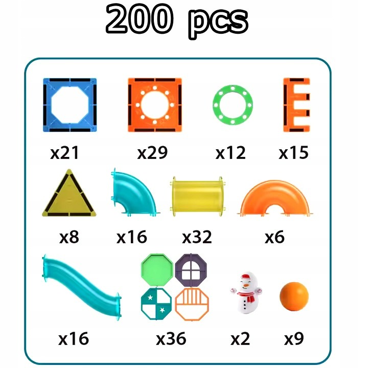 Magnetinių kaladėlių rinkinys 200 detalių - Image 6