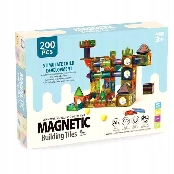 Magnetinių kaladėlių rinkinys 200 detalių