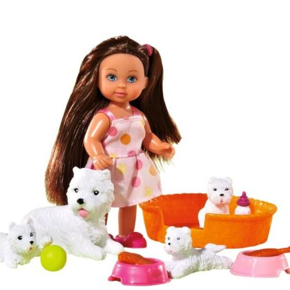 Lelytė su šuniukais ir priedais Evi Love