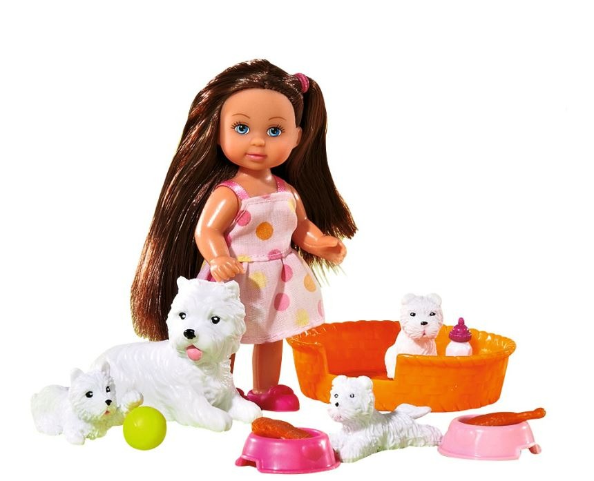 Lelytė su šuniukais ir priedais Evi Love