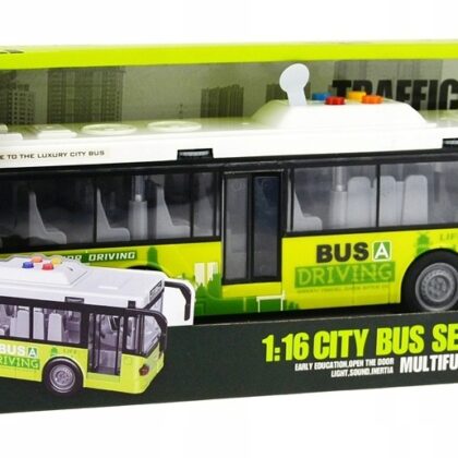 Žaislinis miesto autobusas su šviesomis ir garsais