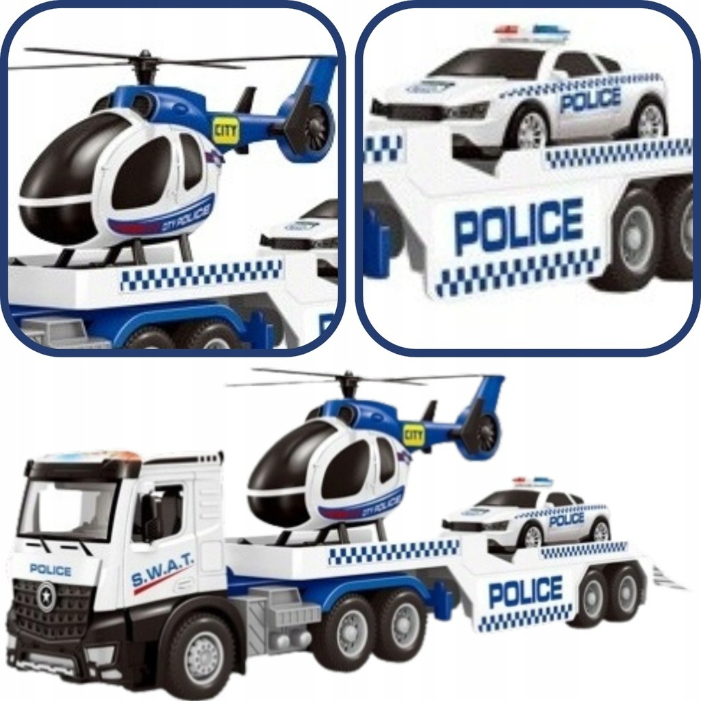 Policijos sunkvežimis su helikopteriu ir automobiliu – 3 viename rinkinys - Image 4