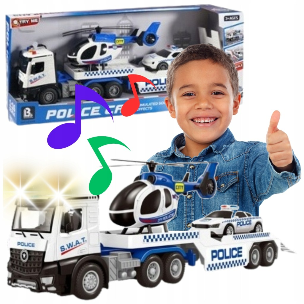 Policijos sunkvežimis su helikopteriu ir automobiliu – 3 viename rinkinys - Image 5