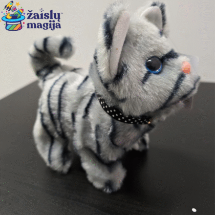 Interaktyvus kačiukas – vaikščiojantis katinas su garsu (veikia su 2 AA baterijomis)