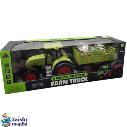 Nuotoliniu būdu valdomas traktorius su priekaba