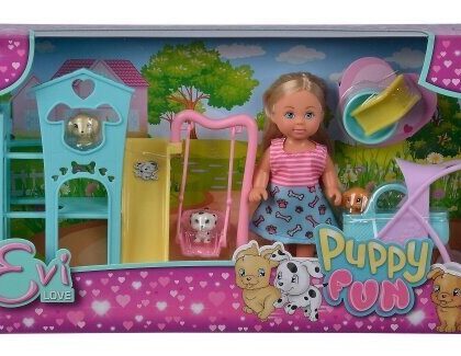 Lėlė Evi su šuniukais žaidimų parke Simba Evi Love