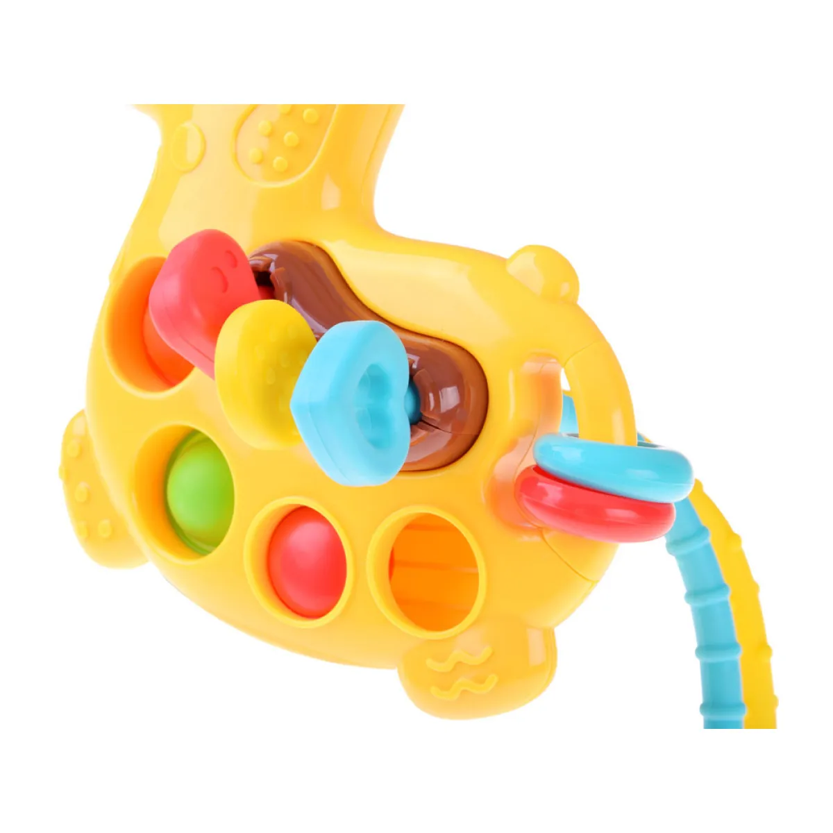 Sensorinis žaislas 3w1 – žirafa, stumdomi ir tempiami elementai, pop-it ZA5762 - Image 6