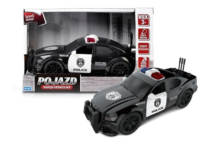 Policijos automobilis su inerciniu mechanizmu