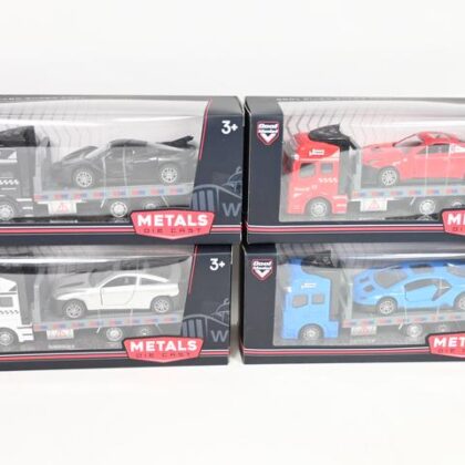 Metalinis sunkvežimis ir sportinis automobilis