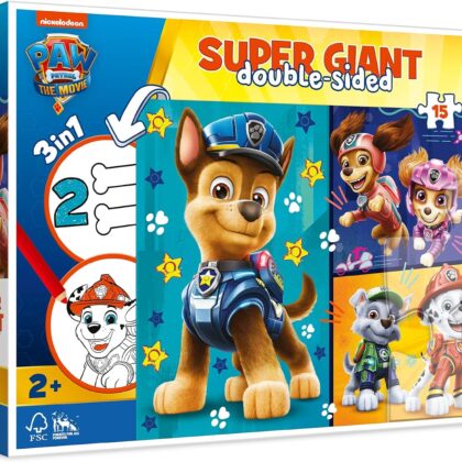 Dvipusė didelių detalių dėlionė TREFL PRIMO SUPER GIANT (3in1) – Šunyčiai patruliai (PAW Patrol), 15 det.