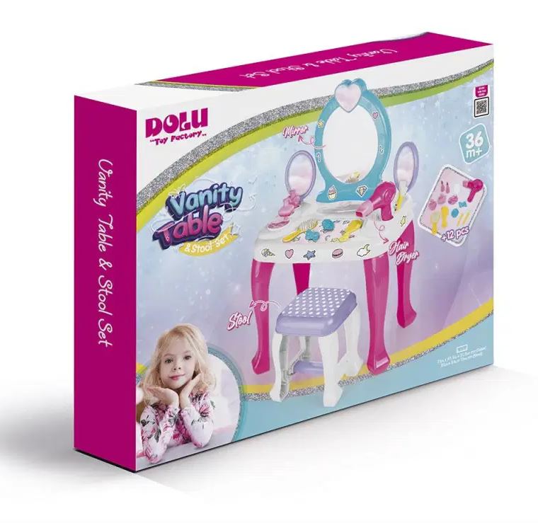 Kosmetinio staliuko ir kėdutės komplektas Unicorn Dolu, 71 cm, su 12 priedų - Image 4