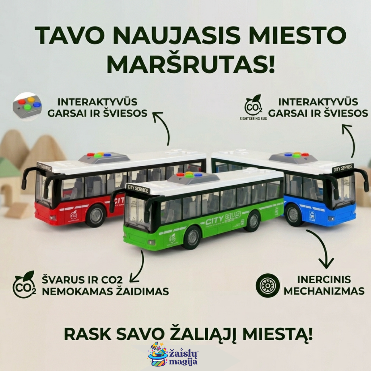 Interaktyvus autobusas su šviesos ir garso efektais