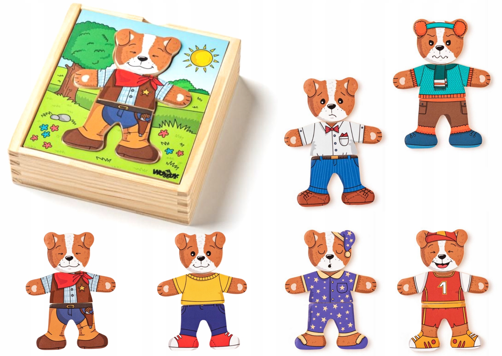 Edukacinė medinė dėlionė „Woody“ – Aprenk šuniuką - Image 2
