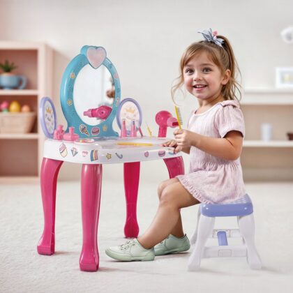 Kosmetinio staliuko ir kėdutės komplektas Unicorn Dolu, 71 cm, su 12 priedų