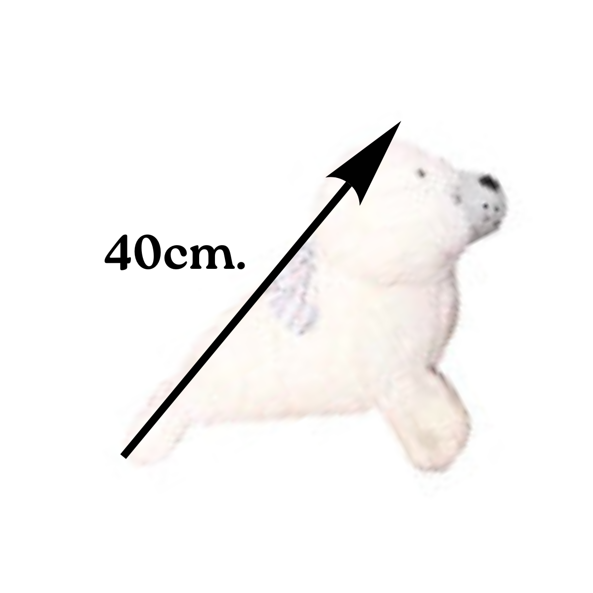Švelnus baltas pliušinis ruoniukas su kaspinėliu (40 cm) - Image 2