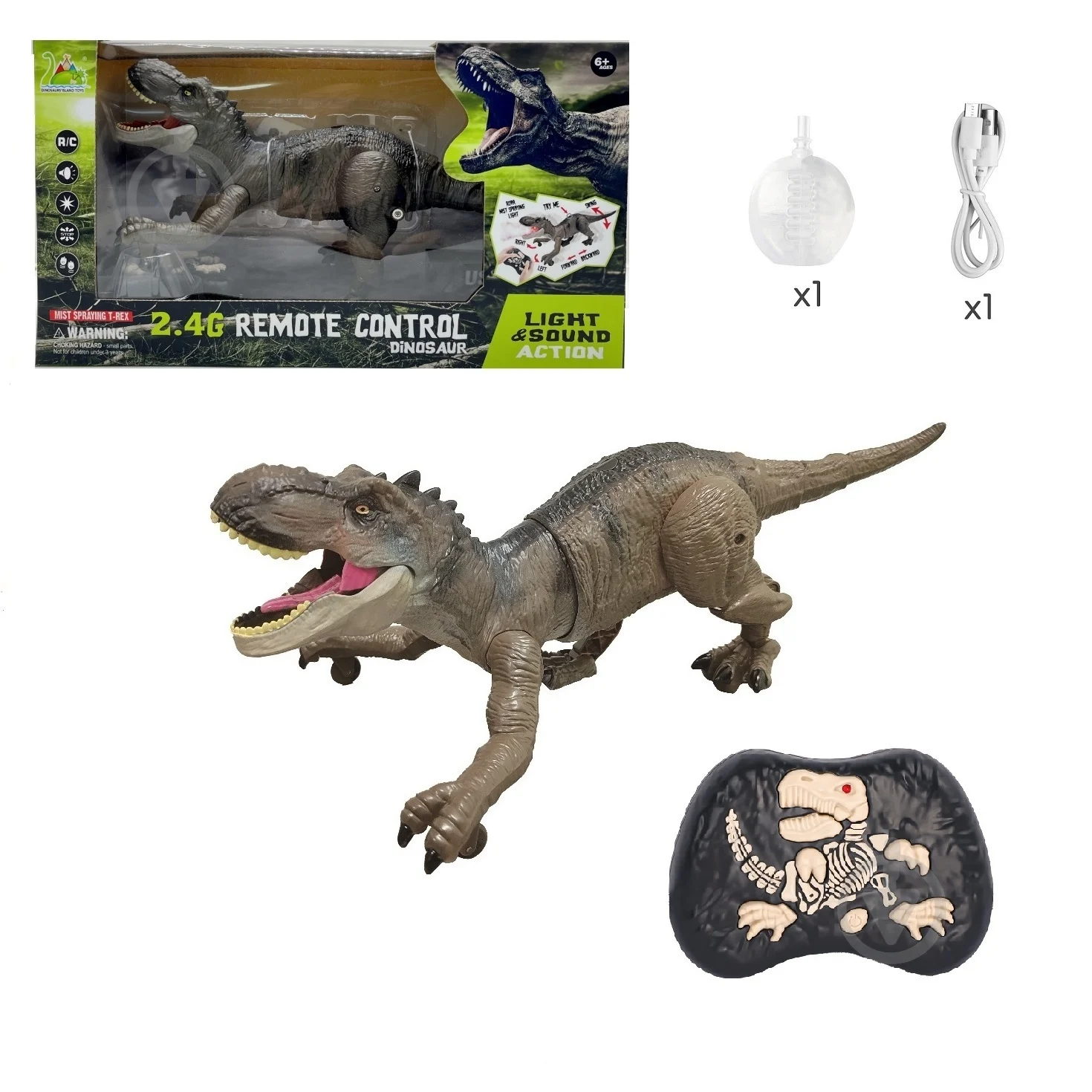 Interaktyvus nuotoliniu būdu valdomas dinozauras T-Reksas su garų ir šviesos efektais (35 cm) - Image 2